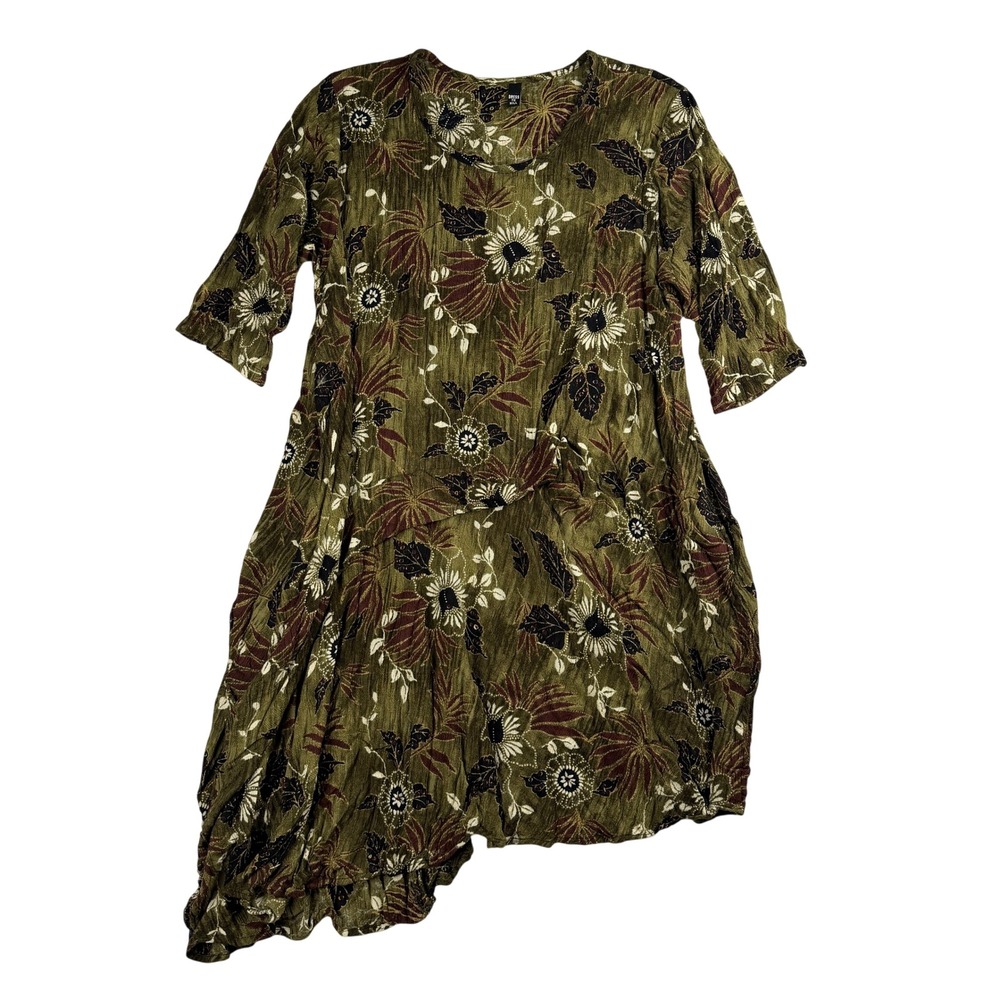 Dress to Kill Women's Tropical Print Asymmetrical Dress Green OS - Picture 6 of 10